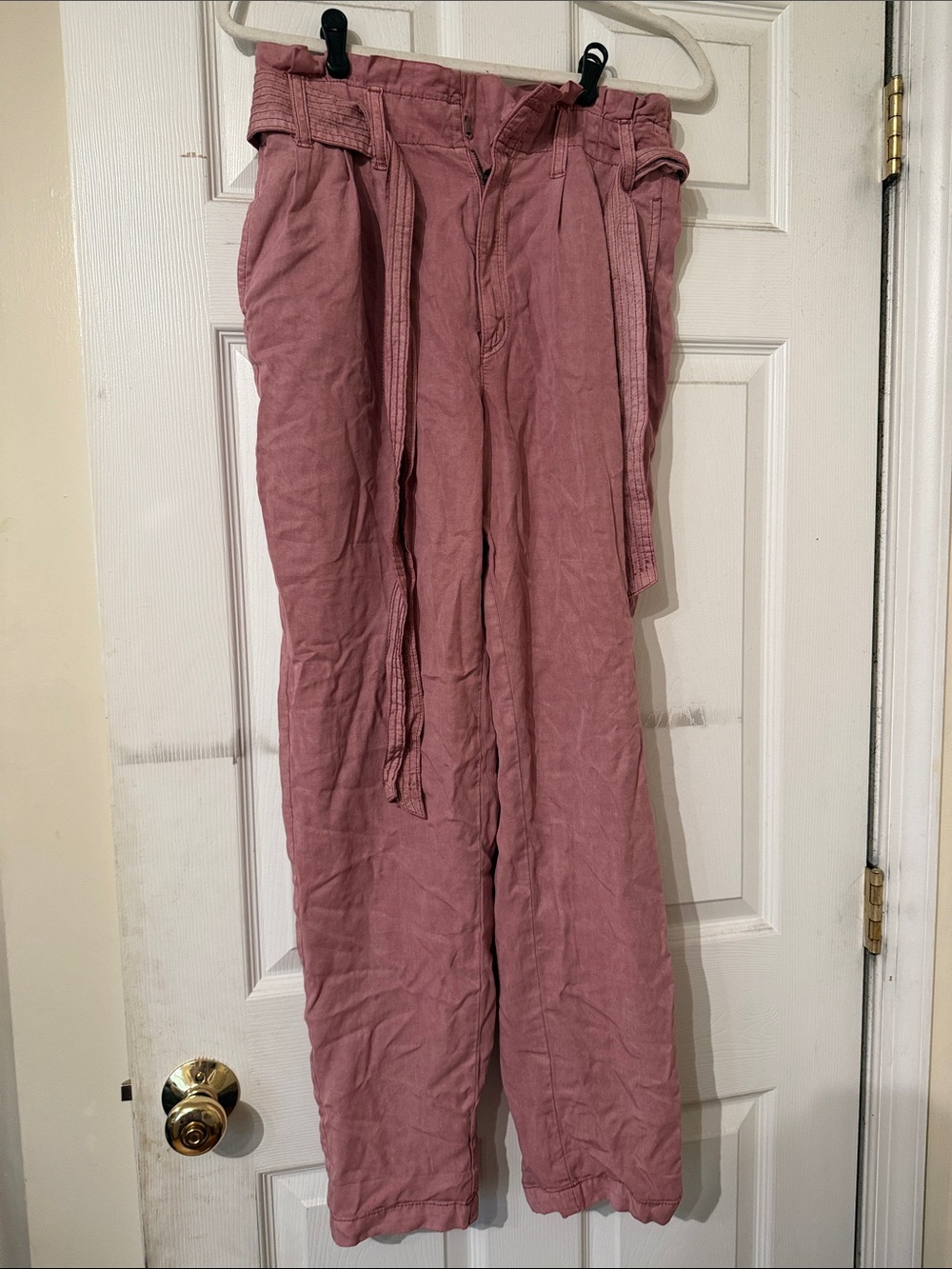 American Eagle Outfitters Mauve Cropped Paperbag Waist Pants